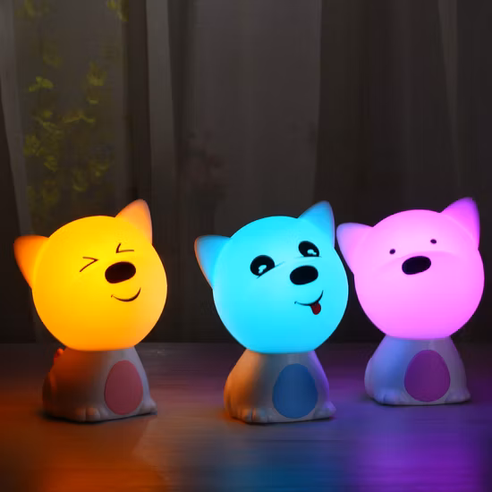 タッチスマートシリコンかわいい犬USBナイトライト、リチウム電池充電式